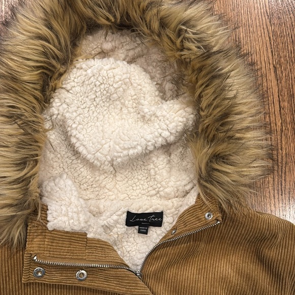 Love Tree Women's Corduroy Hooded Sherpa lined corduroy beige Jacket size small - Picture 2 of 8